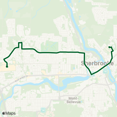 STS Carrefour de l'Estrie ↔︎ Station du Cégep map