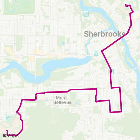 STS Uni de Sherbrooke ↔︎ Station du Cégep map