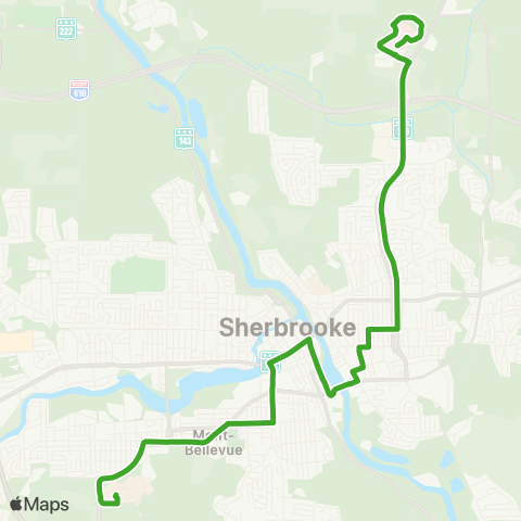 STS Uni de Sherbrooke ↔︎ CHUS - Fleurimont map