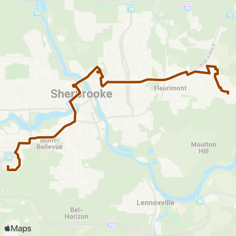 STS Uni de Sherbrooke ↔︎ des Chardonnerets map