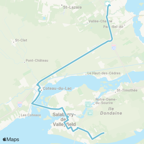 Société de transport de Salaberry-de-Valleyfield (STSV) Circuit 99 map