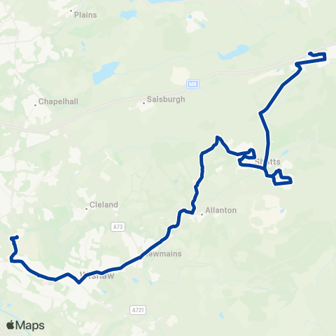 Stuart's Coaches Ravenscraig Sports Ctr - Harthill Services map