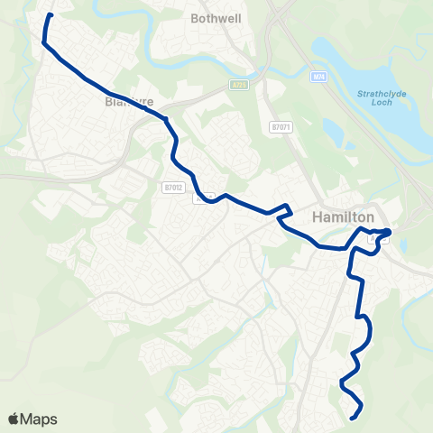 Stuart's Coaches Dunlop Court - Blantyre Farm Road map