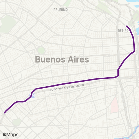 Metrovías Retiro - Plaza de los Virreyes map