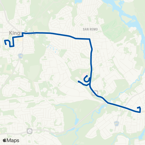 Suffolk County Transit Kings Pk Manor to Smithtown Railroad Sta map