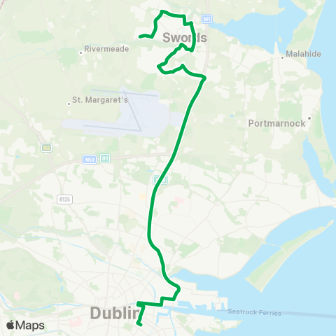 Swords Express Abbeyvale Brackenstown Rd - Merrion Square S map