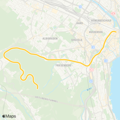 SZU - Sihltal Zürich Uetliberg Bahn Uetliberg - Zürich HB SZU map