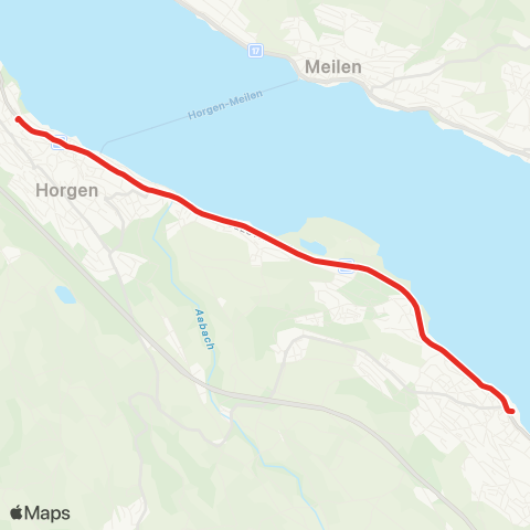 SZU - Sihltal Zürich Uetliberg Bahn Wädenswil, Bahnhof - Horgen, Spital map