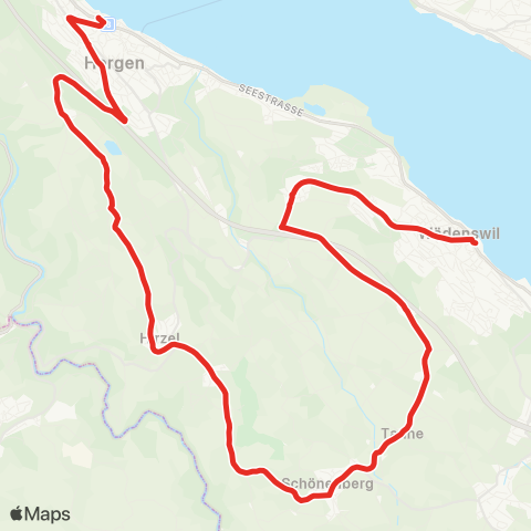 SZU - Sihltal Zürich Uetliberg Bahn Horgen, Bahnhof - Hirzel, Spitzen map