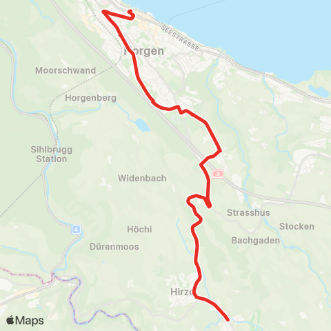 SZU - Sihltal Zürich Uetliberg Bahn Hirzel, Spitzen - Horgen, Bahnhof map