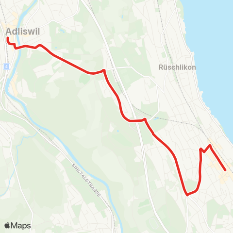 SZU - Sihltal Zürich Uetliberg Bahn Adliswil, Bahnhof - Thalwil, Zentrum map