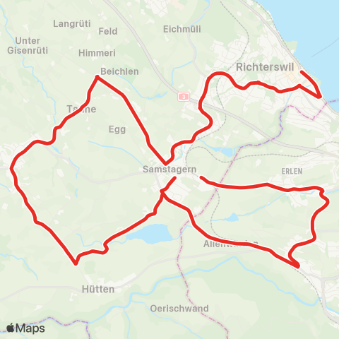 SZU - Sihltal Zürich Uetliberg Bahn Samstagern, Bahnhof - Richterswil, Bahnhof map