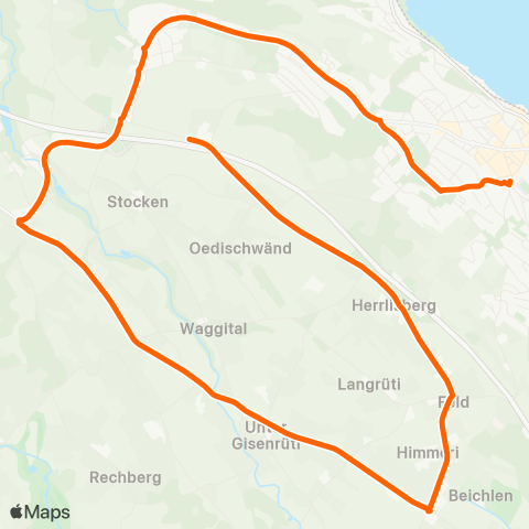 SZU - Sihltal Zürich Uetliberg Bahn Hütten, Schöntal - Wädenswil, Rötiboden map