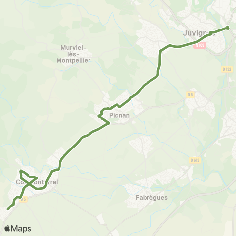 TaM Montpellier Mosson - Pignan - Cournonterral - Cournonsec Les Clavoux map