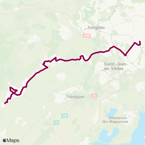 TaM Cournonsec Les Clavoux - Montpellier Rondelet map