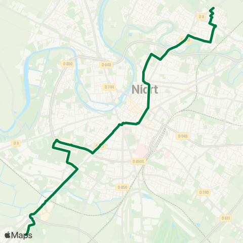 Tanlib Bessines Ébaupin - Niort Brizeaux CAF map