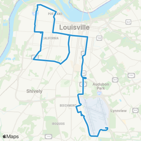 TARC UPS West Louisville map