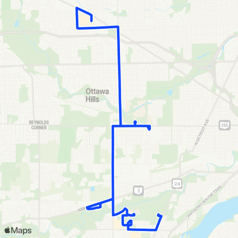 TARTA Franklin Pk Mall Or VA Clinic via Secor / Byrne map