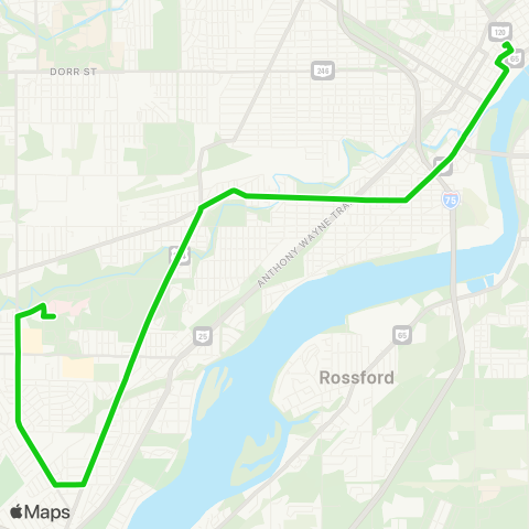 TARTA UTMC via Western / Detroit / Byrne map