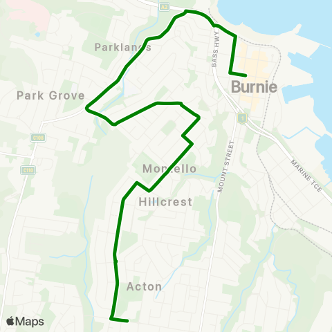 Metro Tasmania Acton via Montello map