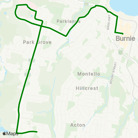 Metro Tasmania Acton via Hospital (Loop) map