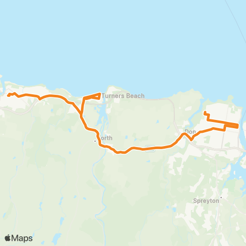 Mersey Link West Ulverstone via Turners Bch & Forth map