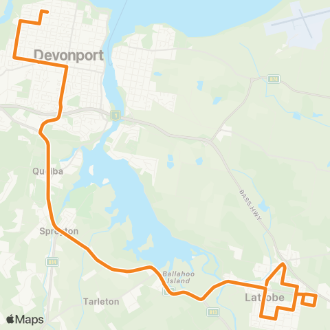 Mersey Link Latrobe to Don & St Brendans map