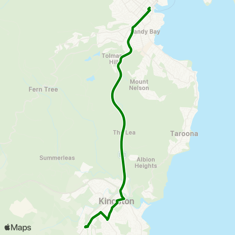 Metro Tasmania Huntingfield Interpeak Express map