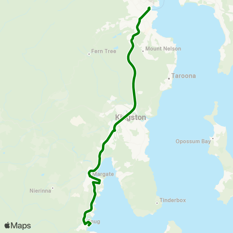 Metro Tasmania Snug Express map