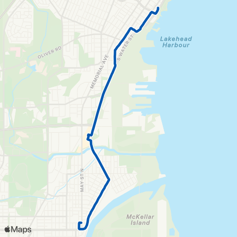 Thunder Bay Transit Mainline map