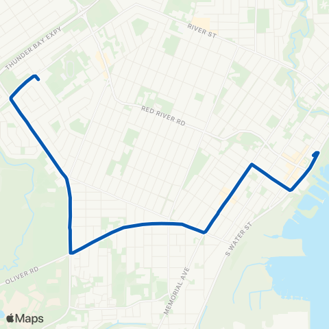 Thunder Bay Transit John map