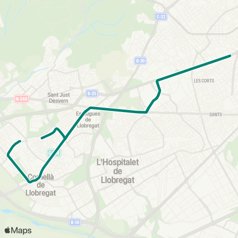 Trambaix & Trambesòs Francesc Macià - Llevant - Les Planes map