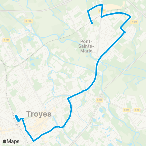 TCAT Pont Ste Marie Eureka-Troyes Centre map