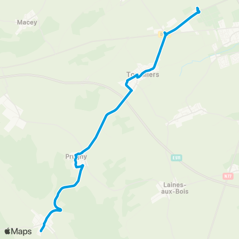 TCAT Parc Gd Troyes vers Torvilliers-Prugny-Vauchassis map