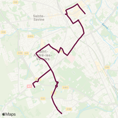 TCAT Troyes vers Cimetière intercommunal map