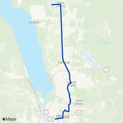 TCAT South Lansing - Cornell - Commons map