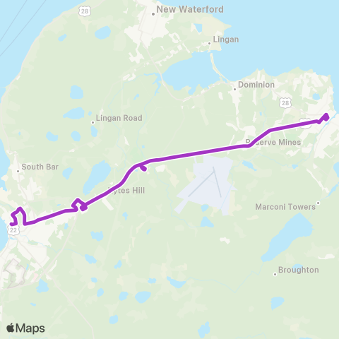 Transit Cape Breton Glace Bay to Sydney Express map