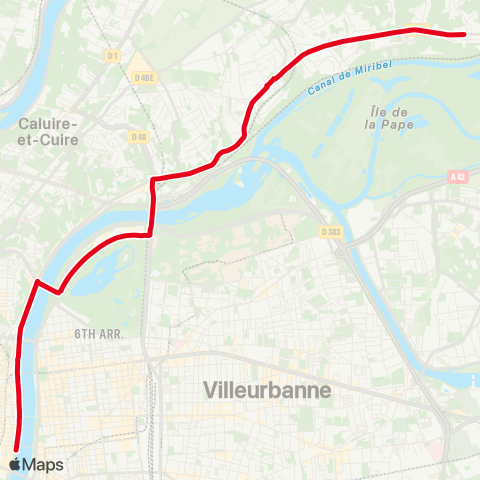 TCL Pont Guillotière RD - Crépieux Les Brosses map