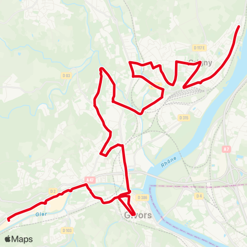 TCL Grigny La Colombe - Givors Vallée du Gier map