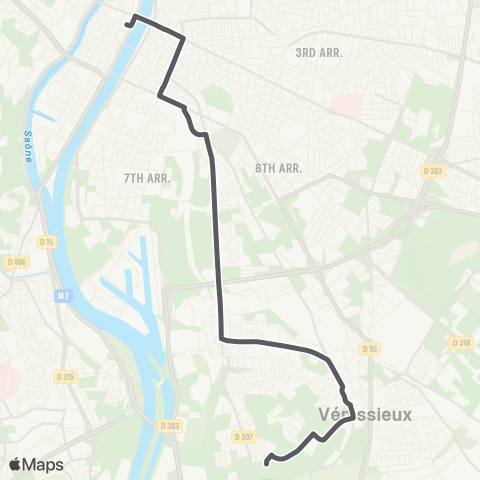 TCL Surville Route de Vienne - Hop. Feyzin Venissieux map