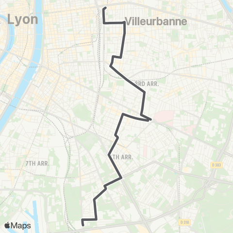 TCL Charpennes - Surville Route de Vienne map