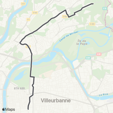 TCL Gare Part-Dieu V.Merle - Rillieux Semailles map