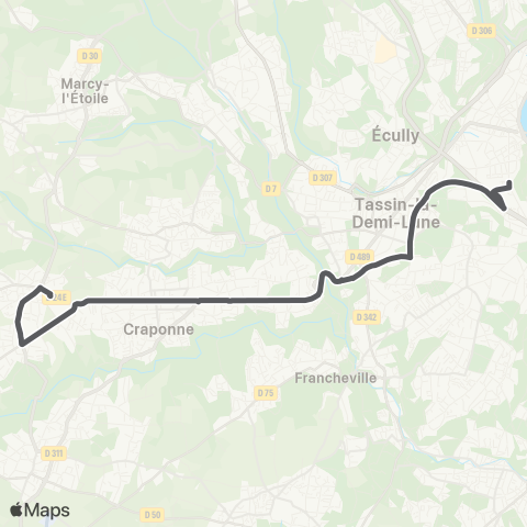 TCL Gorge de Loup - Craponne Val d'Yzeron map