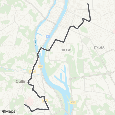 TCL Gare Part-Dieu V.Merle - St-Genis-Laval Hôp. S. map