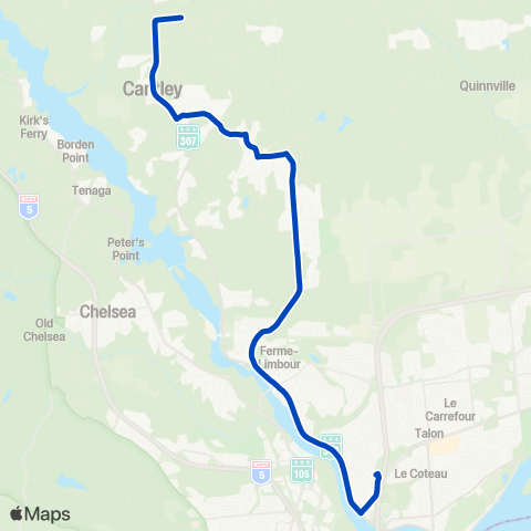 Transcollines Cantley - Gatineau map