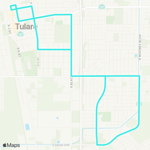 TCRTA Southeast Tulare map