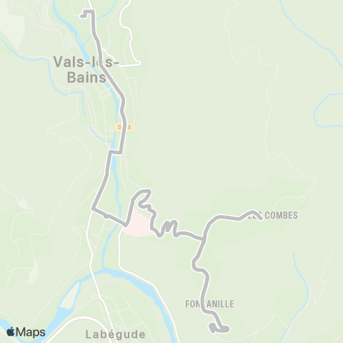 Tout'enbus Vals les Combes / Fontanille - Vals Collège map