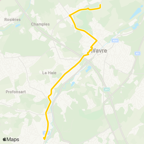 TEC Brabant Wallon Ottignies - Wavre - Zoning Nord map