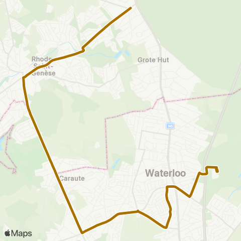 TEC Brabant Wallon Rhode-St-Gen. / St-Gen.-Rode - Waterloo (Berlaymont) map