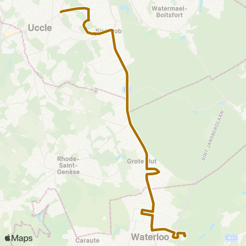 TEC Brabant Wallon Uccle / Ukkel (Héros) - Argentueil (Berlaymont) map